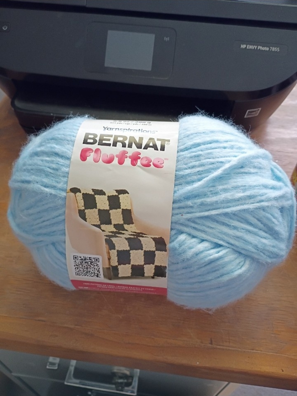 Bernat Fluffee Afternoon Blue Yarn Skein